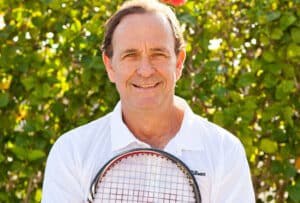 Cliff Drysdale with his racket